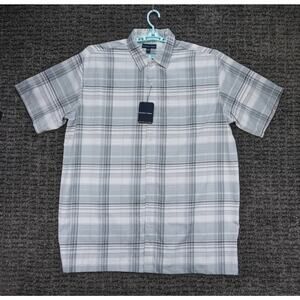 Preswick & Moore Shirt Mens 2XLT White Gray Plaid Short Sleeve Casual NWT